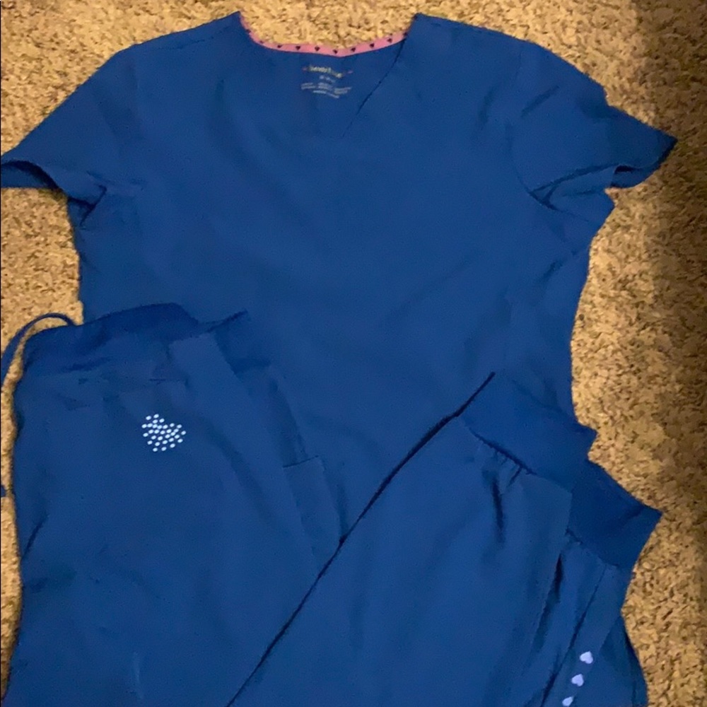 Royal blue heart soul scrub set
